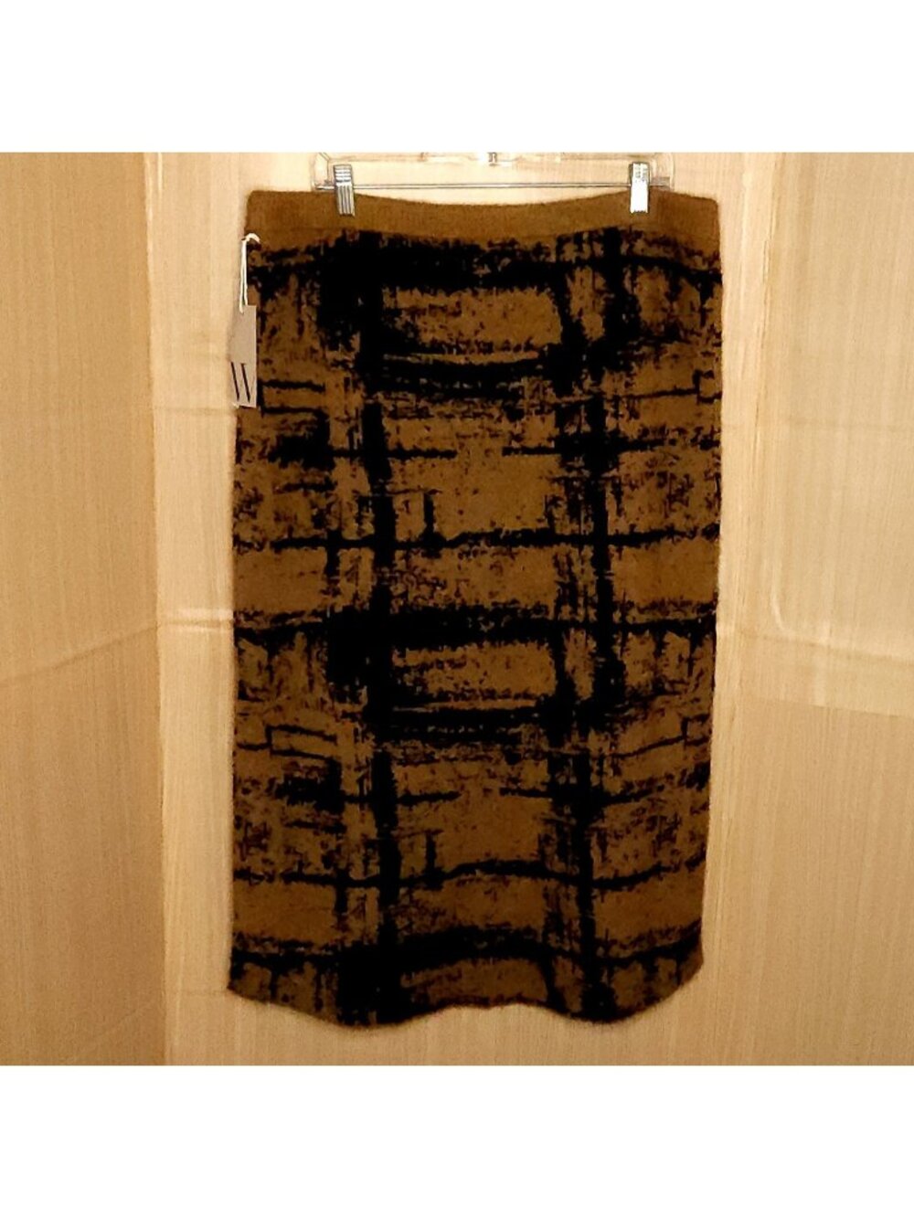 Worthington Womens Plus New Brown Black Abstract Sweater Knit Maxi Skirt 0X - Picture 1 of 6